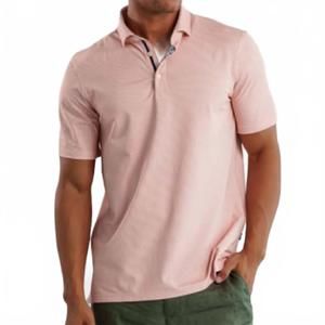 NEW STONE ROSE men's printed birdseye short sleeve polo in copper